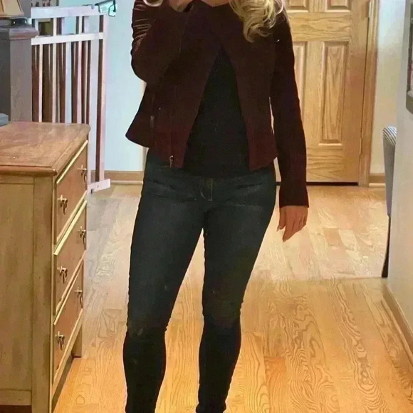 100 % Suede Wine/Rust Ann Taylor Jacket Size Extra Small-NWOT - Picture 6 of 8